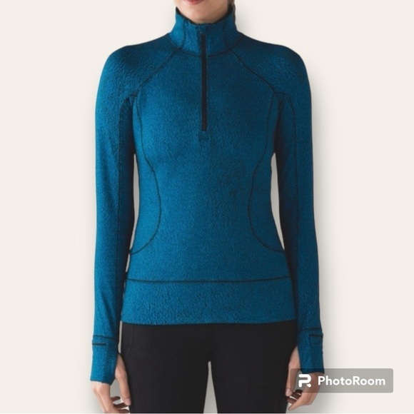 Lululemon Shocking Blue Black Rush Hour 1/2 Zip Sweater - Picture 9 of 15